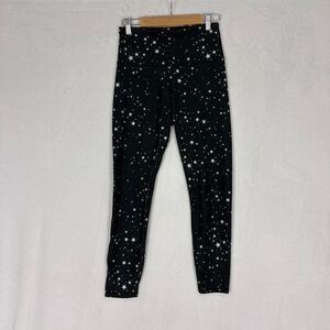 Wildfox Sport Black with White Star Print High Waisted Leggings Size Medium
